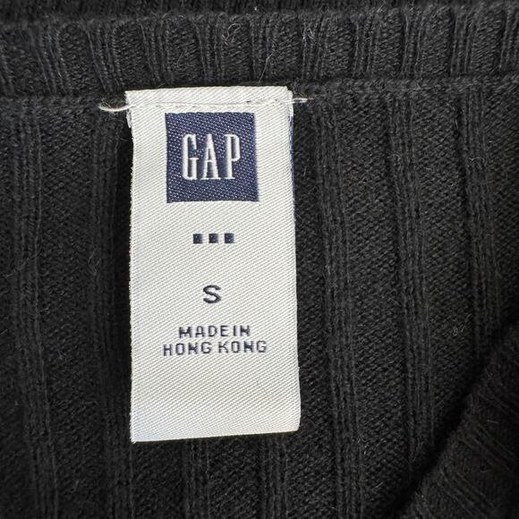 Vintage GAP Sweater Size Small Ribbed Beaded Trim Black Cotton Wool Angora - Picture 7 of 8